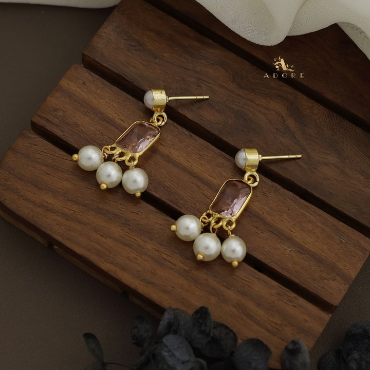 Brenna Rectangle Glossy Pearls Earring