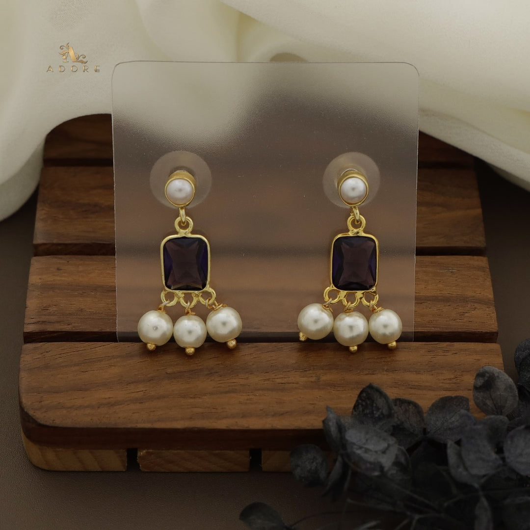 Brenna Rectangle Glossy Pearls Earring