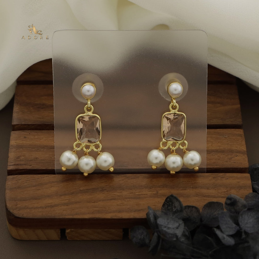 Brenna Rectangle Glossy Pearls Earring
