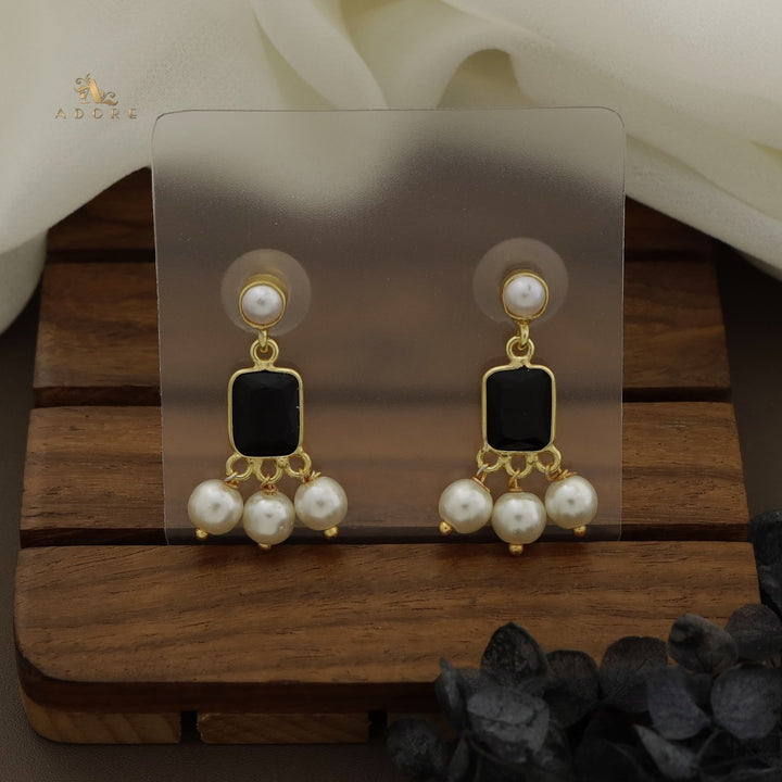 Brenna Rectangle Glossy Pearls Earring