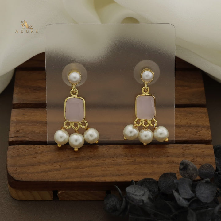 Brenna Rectangle Glossy Pearls Earring
