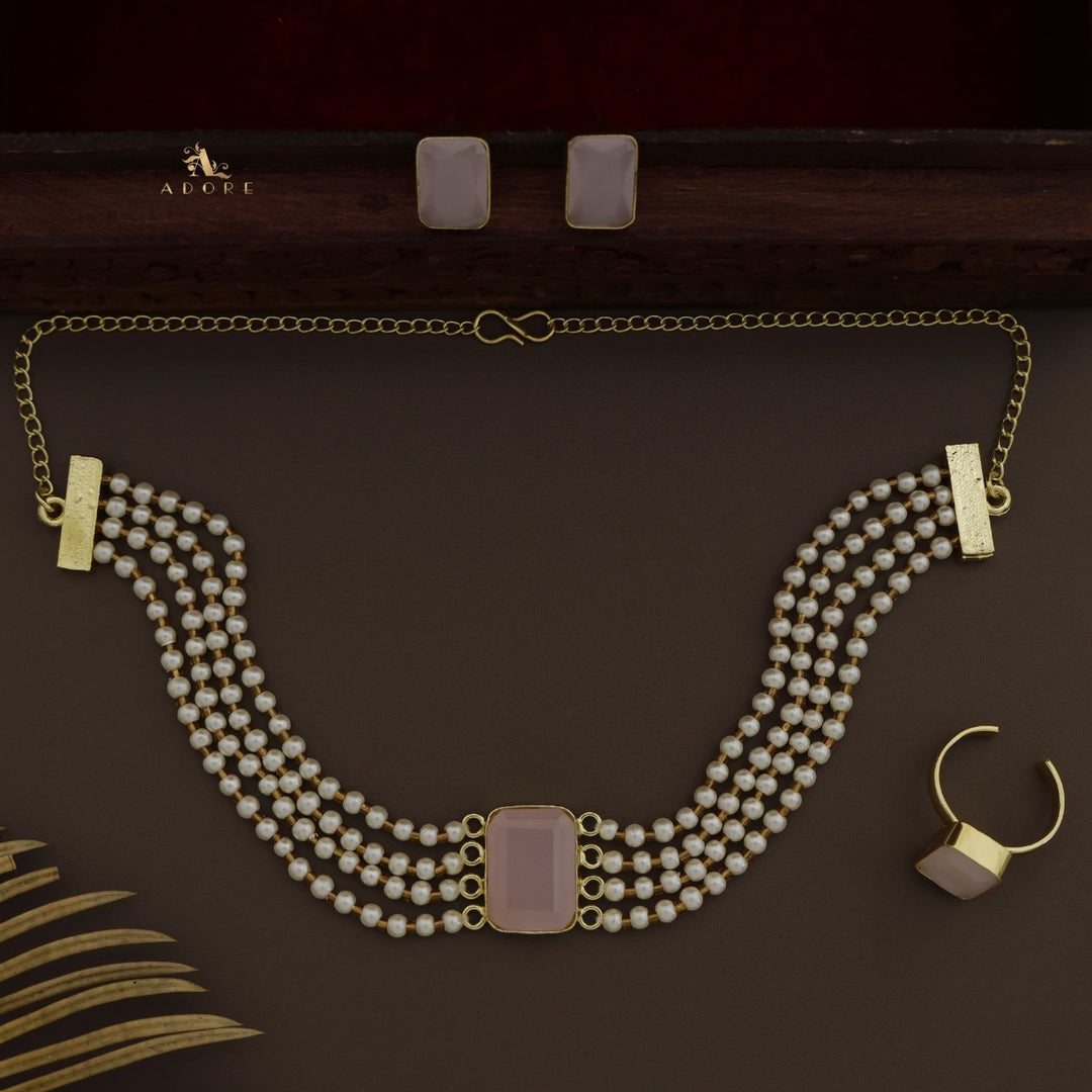 Elegant Pearl Choker Combo Set