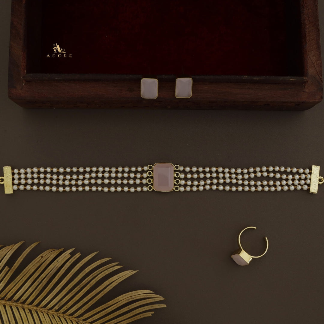 Elegant Pearl Choker Combo Set