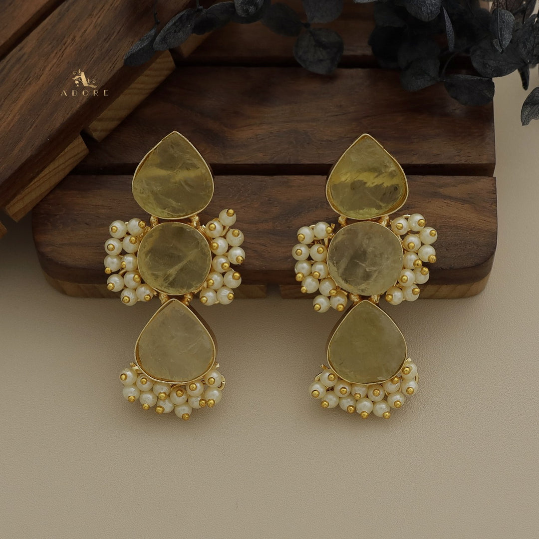 Ridhina Raw Stone Middle Cluster Pearl Earring