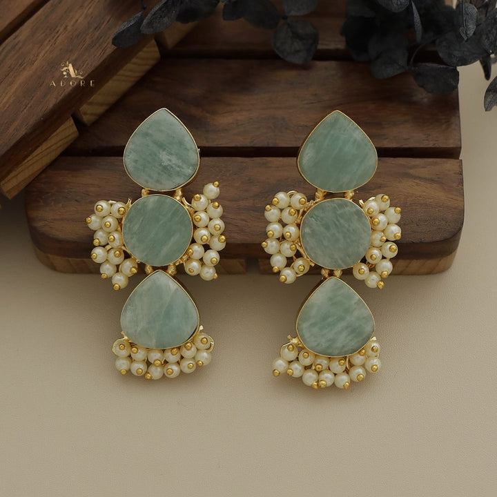 Ridhina Raw Stone Middle Cluster Pearl Earring