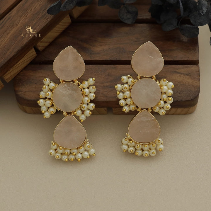 Ridhina Raw Stone Middle Cluster Pearl Earring