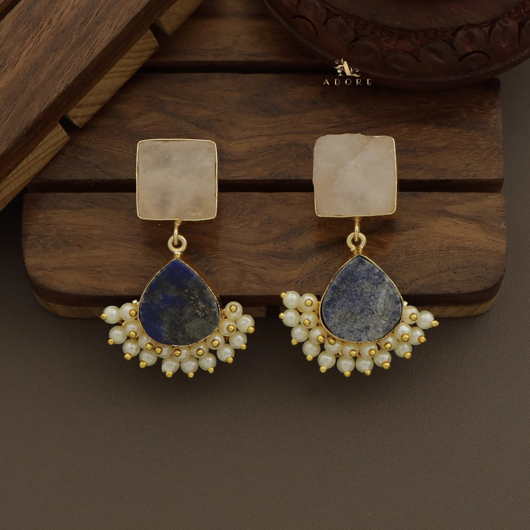 Lowena Raw Stone Cluster Pearl Earring