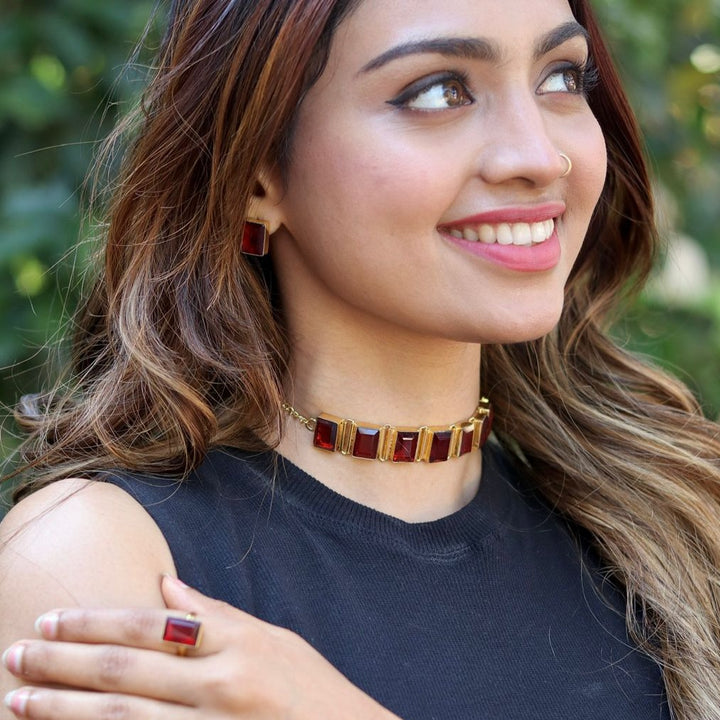 Opaline Square Choker Combo Set