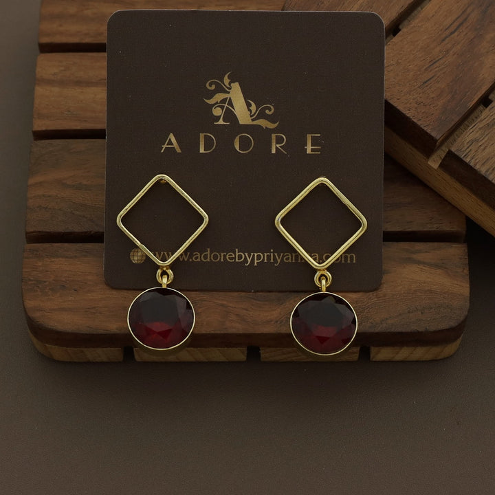 Multicolour Glossy 4 Square Neckpiece With Earring