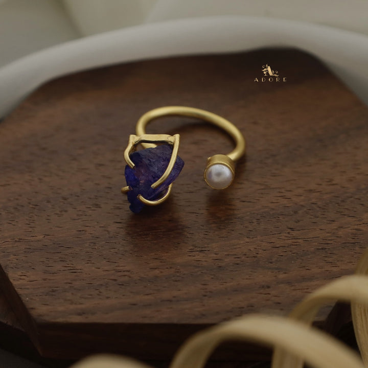 Ena Dyed Stone Plus Mini Pearl Ring