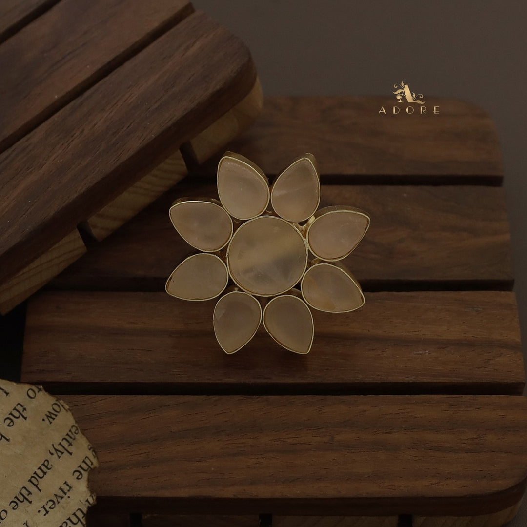 8 Petal Raw Stone Ring (Colour Option)