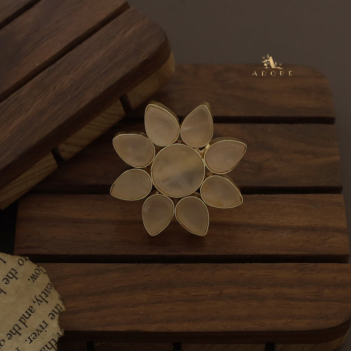 8 Petal Raw Stone Ring (Colour Option)