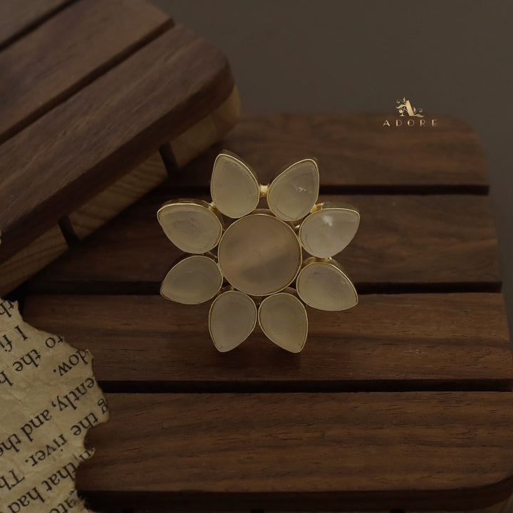 8 Petal Raw Stone Ring (Colour Option)
