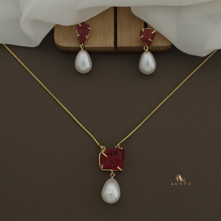 Jaime Dyed Stone Pearl Neckpiece With Earring