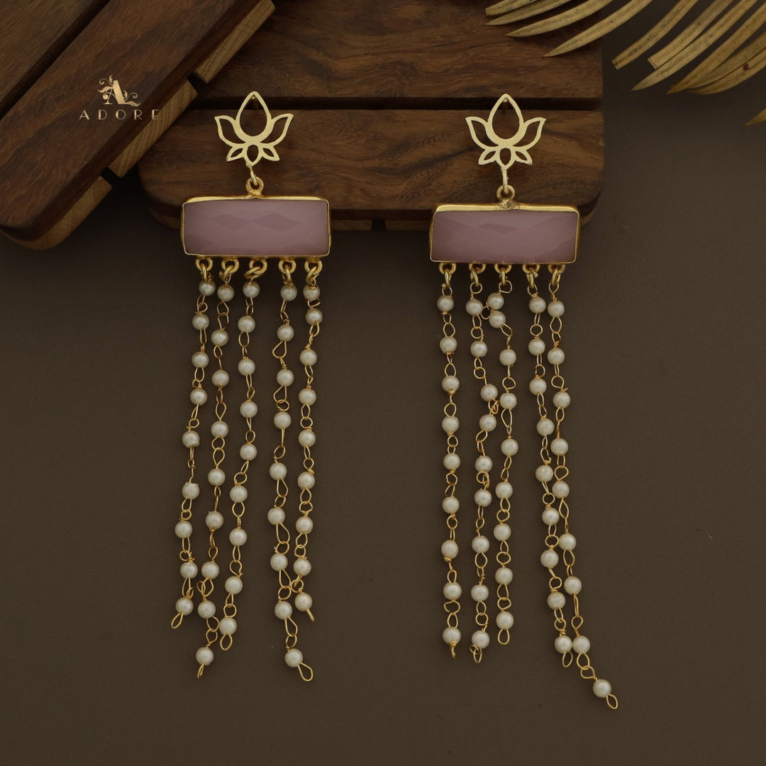 Lotus Tassel Pearl Earring