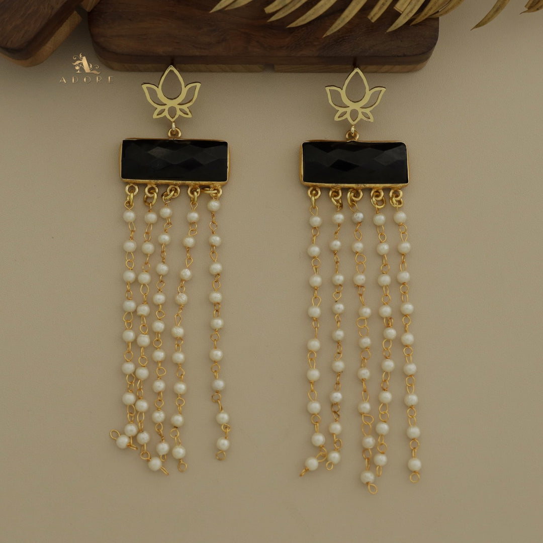 Lotus Tassel Pearl Earring