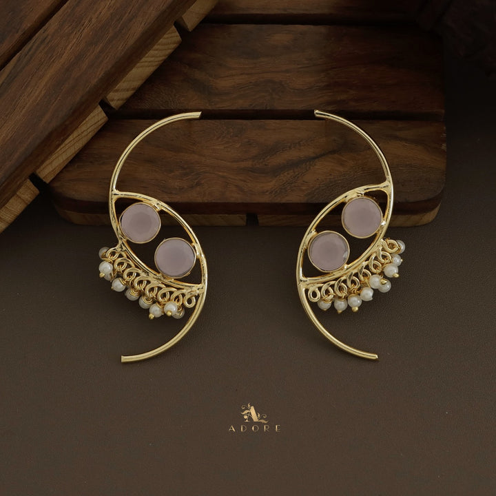 Roohi Dual Semi Circle Pearly Earring