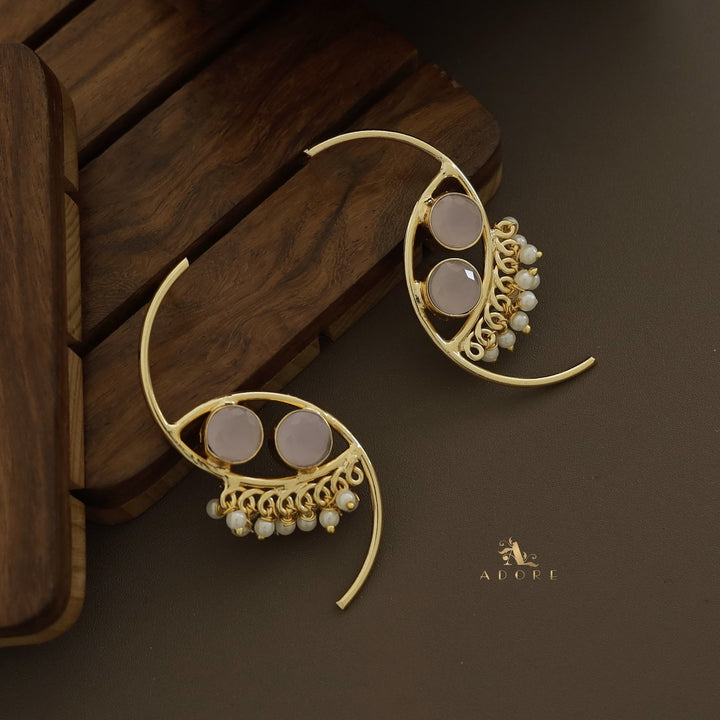Roohi Dual Semi Circle Pearly Earring