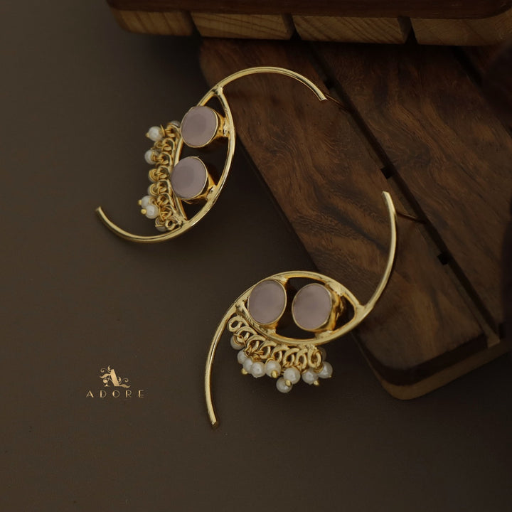Roohi Dual Semi Circle Pearly Earring