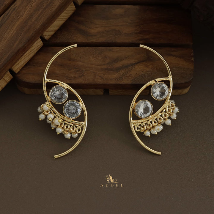 Roohi Dual Semi Circle Pearly Earring