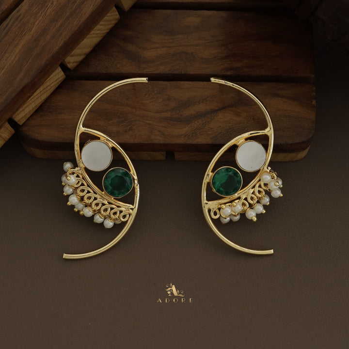 Roohi Dual Semi Circle Pearly Earring