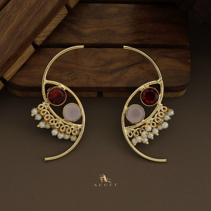 Roohi Dual Semi Circle Pearly Earring