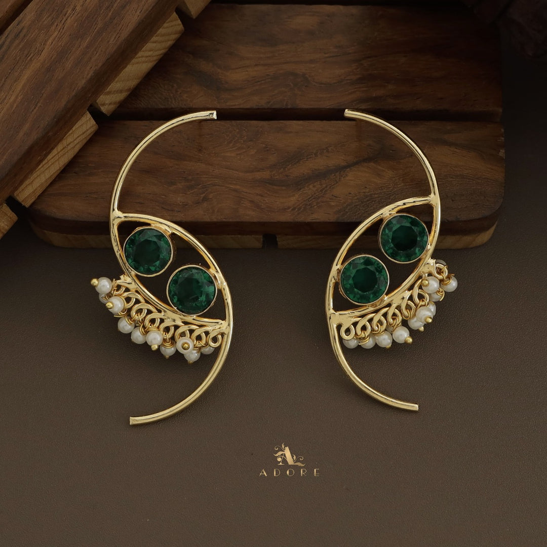 Roohi Dual Semi Circle Pearly Earring