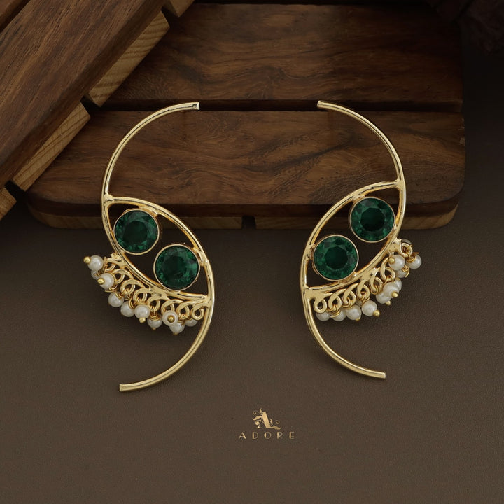 Roohi Dual Semi Circle Pearly Earring
