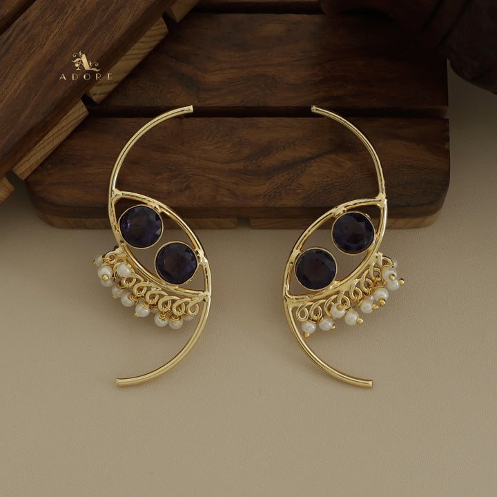 Roohi Dual Semi Circle Pearly Earring