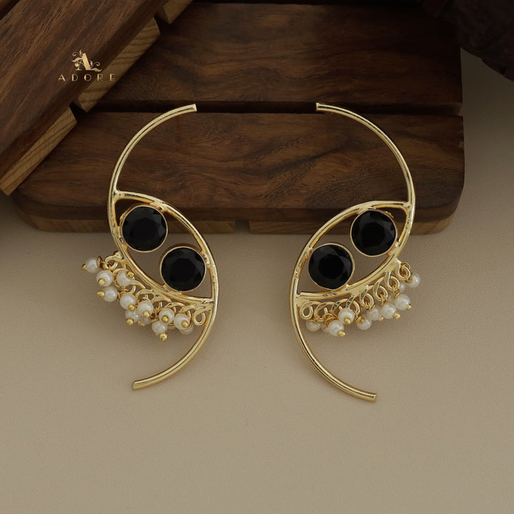 Roohi Dual Semi Circle Pearly Earring