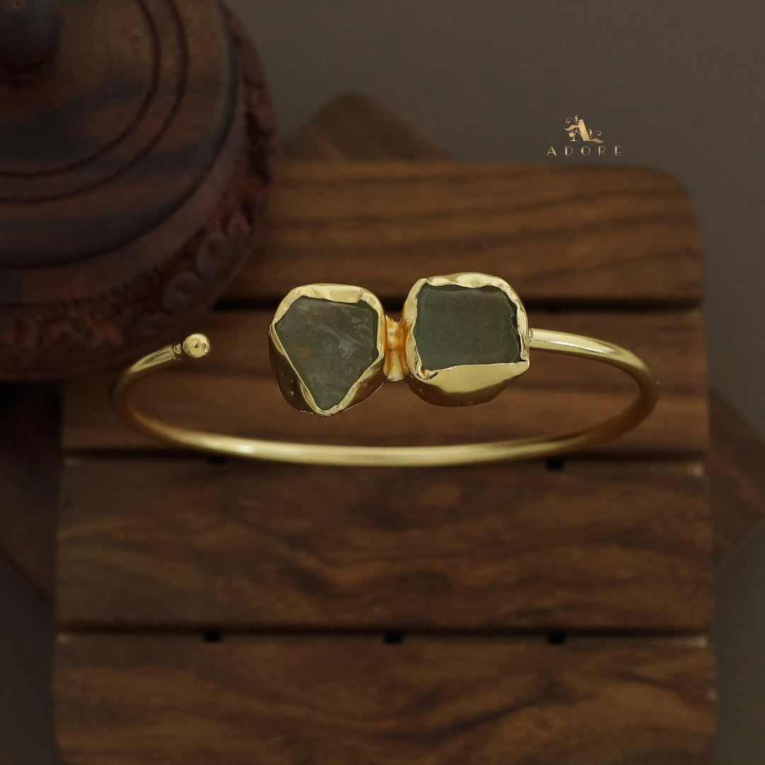 Briar Dual Raw Stone Front Open Bangle