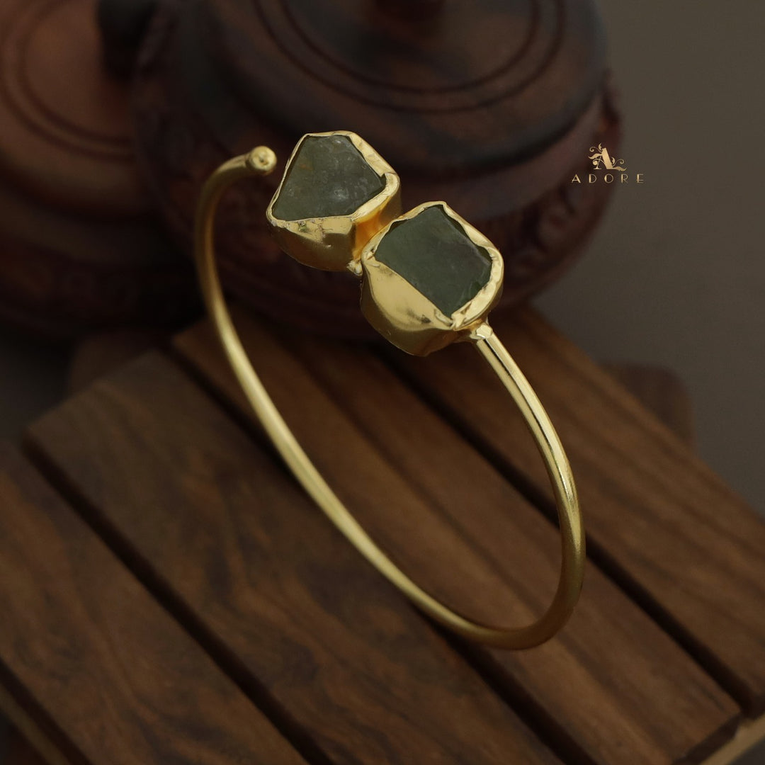 Briar Dual Raw Stone Front Open Bangle