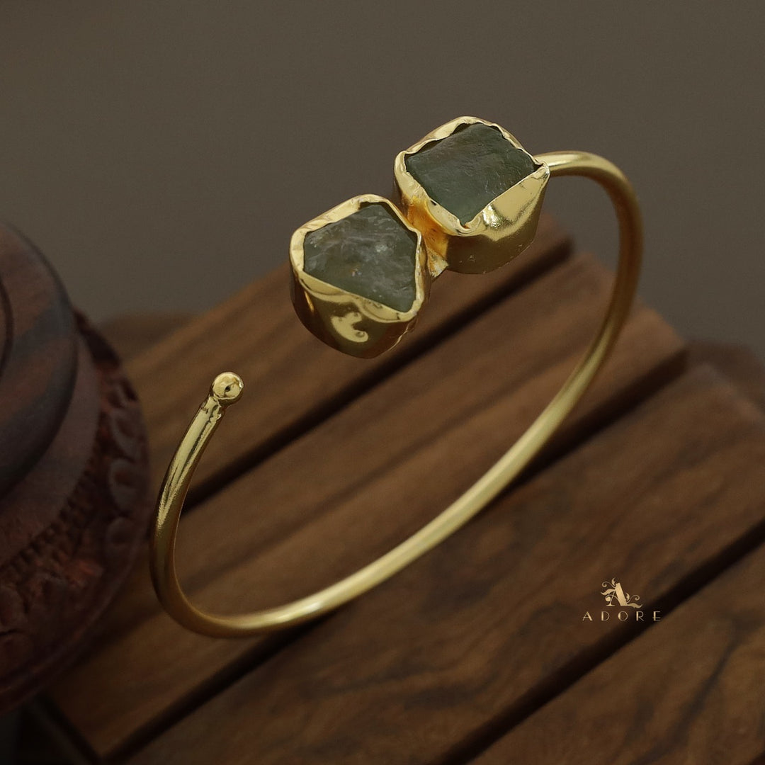 Briar Dual Raw Stone Front Open Bangle