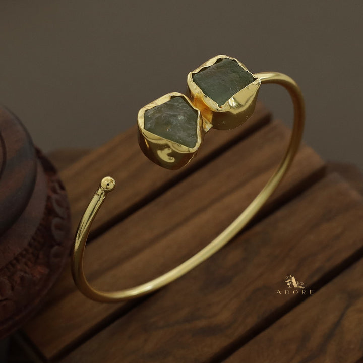 Briar Dual Raw Stone Front Open Bangle