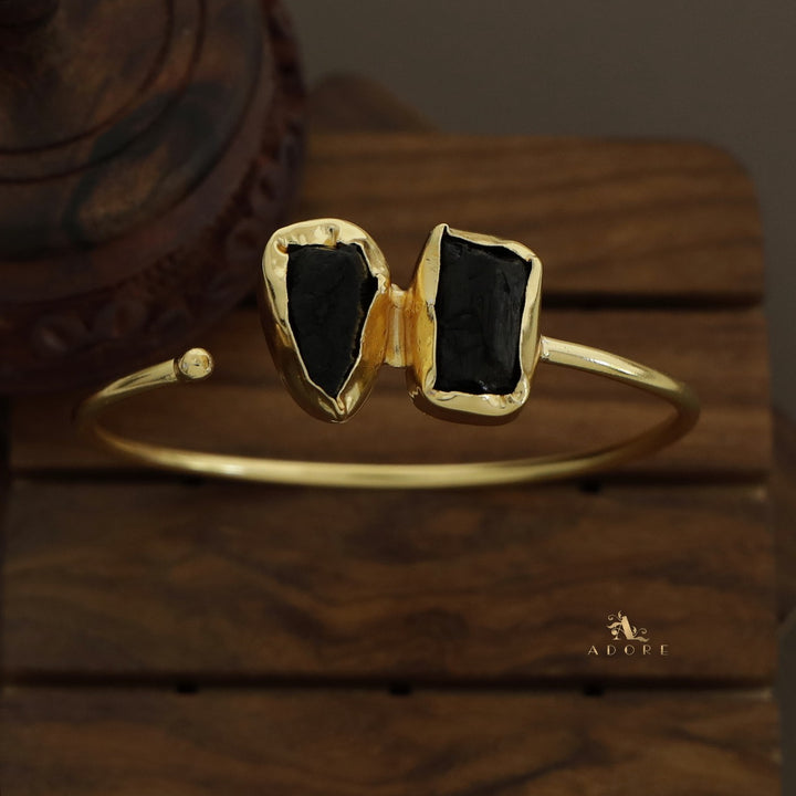 Briar Dual Raw Stone Front Open Bangle