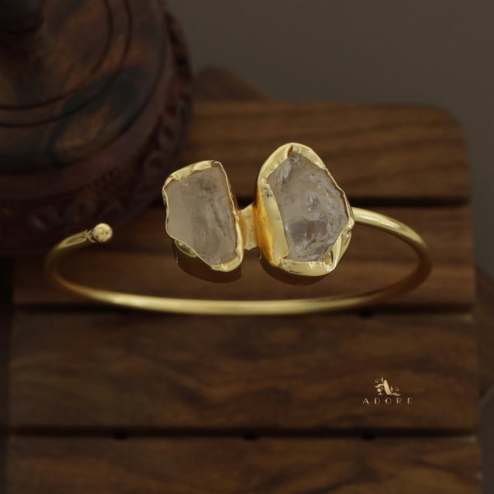 Briar Dual Raw Stone Front Open Bangle