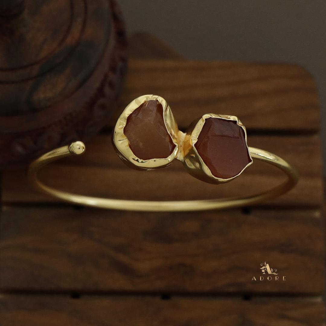 Briar Dual Raw Stone Front Open Bangle