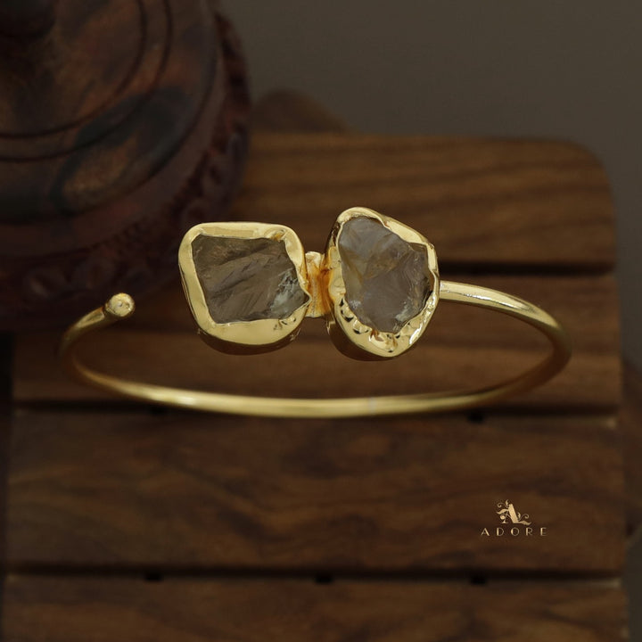 Briar Dual Raw Stone Front Open Bangle