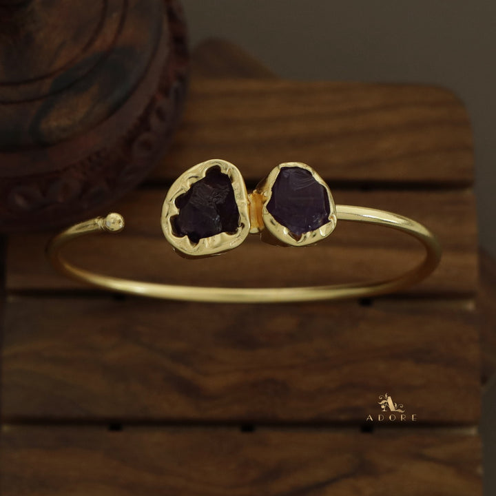 Briar Dual Raw Stone Front Open Bangle