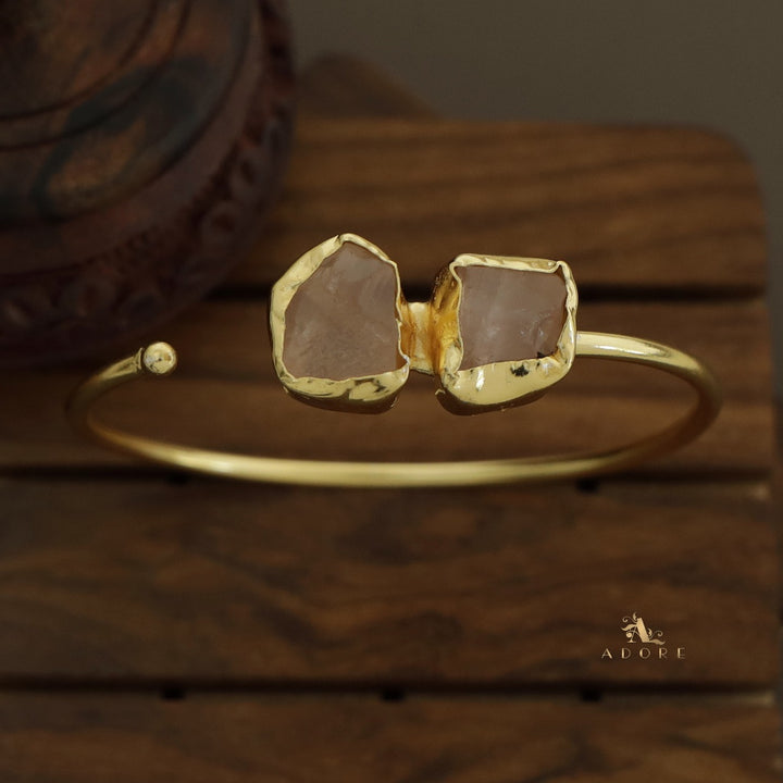 Briar Dual Raw Stone Front Open Bangle