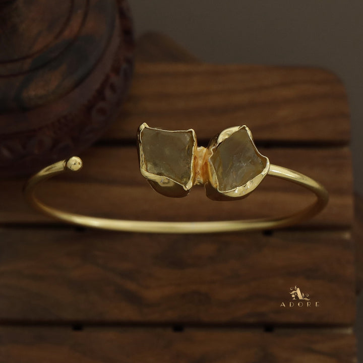 Briar Dual Raw Stone Front Open Bangle