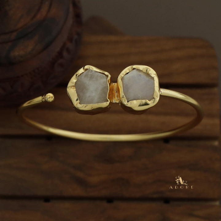 Briar Dual Raw Stone Front Open Bangle