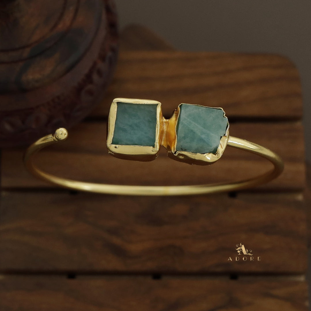 Briar Dual Raw Stone Front Open Bangle