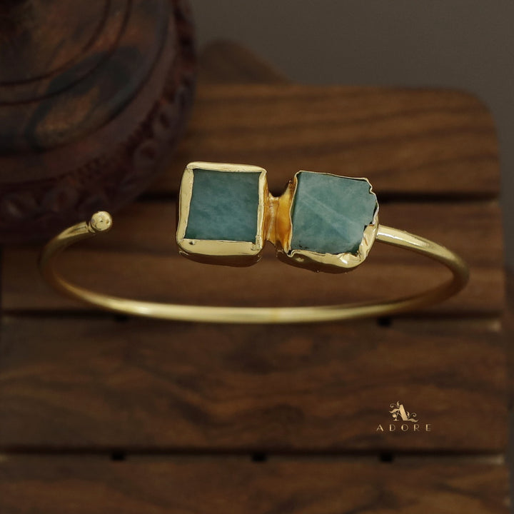 Briar Dual Raw Stone Front Open Bangle