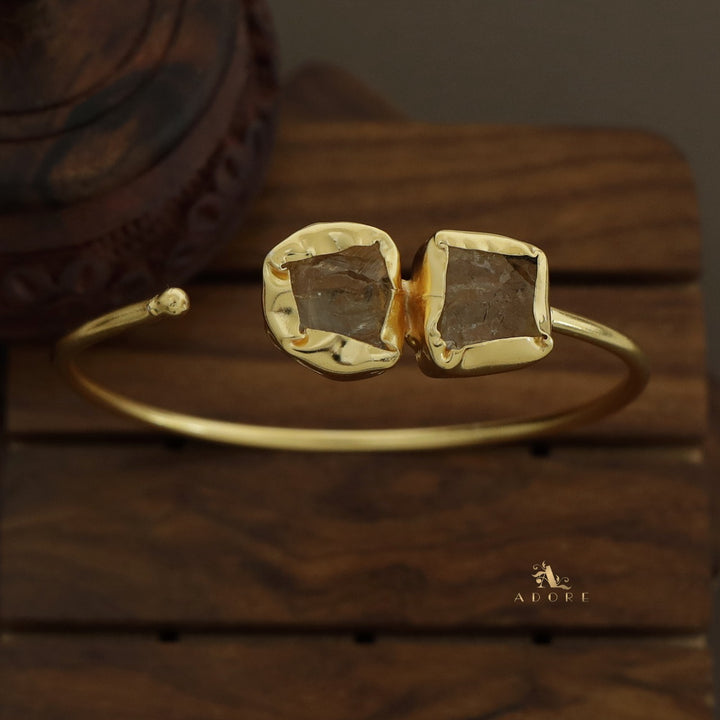 Briar Dual Raw Stone Front Open Bangle