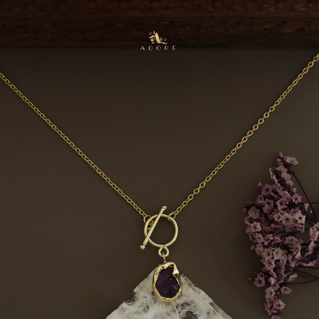 Yuka Golden Ring Raw Stone Neckpiece