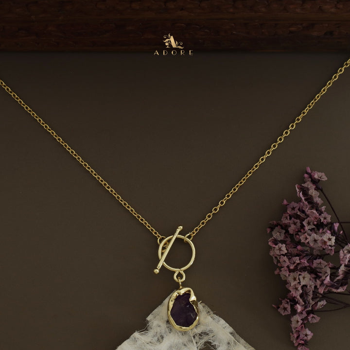 Yuka Golden Ring Raw Stone Neckpiece