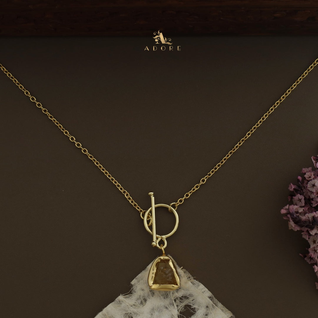 Yuka Golden Ring Raw Stone Neckpiece