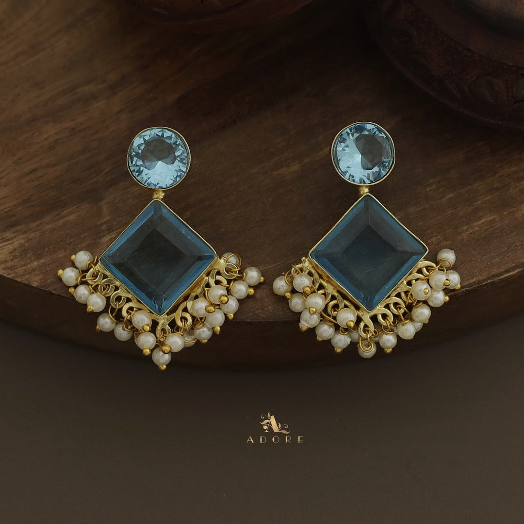 Glossy Round & Diamond Cluster Pearl Earring