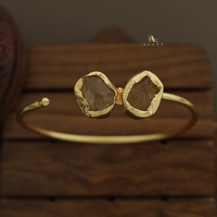 Briar Dual Raw Stone Front Open Bangle